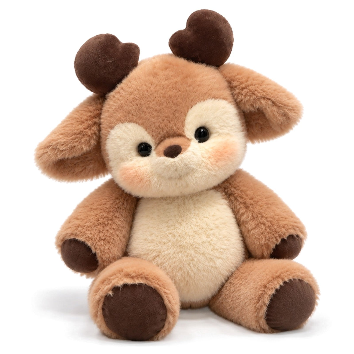 Brown Deer Plushie Running Deer Plush Toy Chubby Fawn Stuffed Animal with Antlers The Plushables