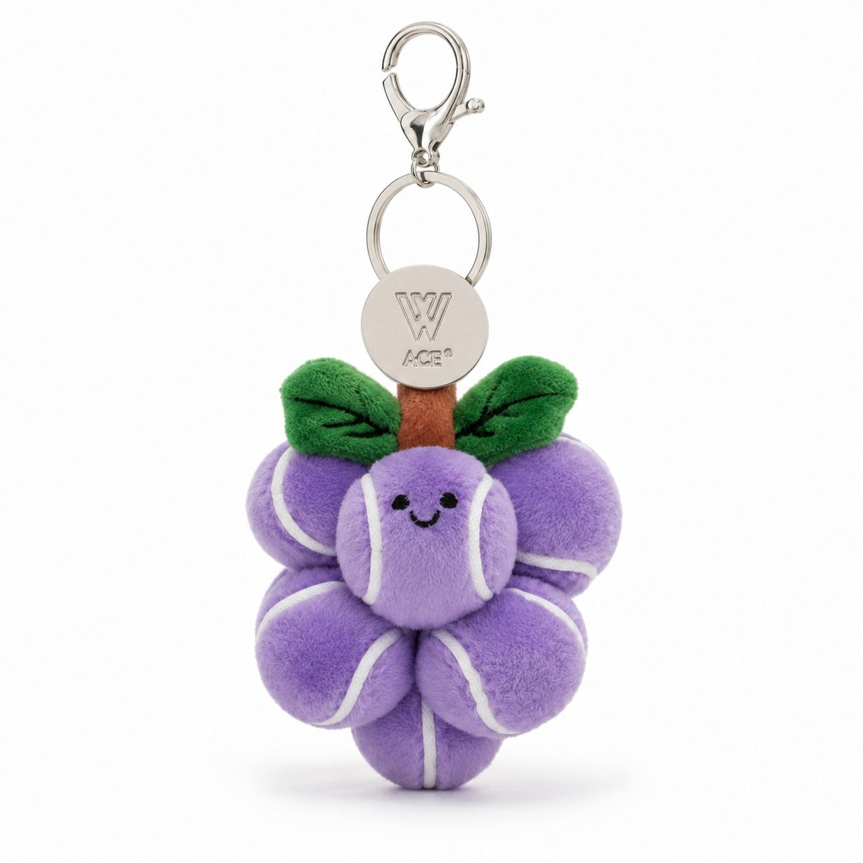 ace-tennis-balls-keychain-plush-tennis-ball-flower-charm-green-purple-cute-smiling-tennis-keyring-sports-bag-charm-tennis-gift-accessory-the-plushables