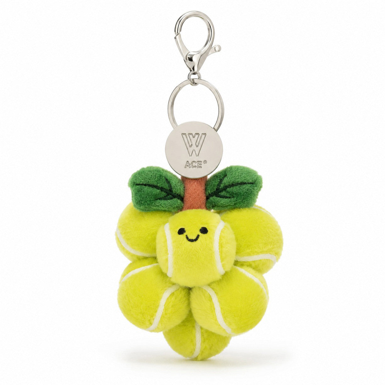ace-tennis-balls-keychain-plush-tennis-ball-flower-charm-green-purple-cute-smiling-tennis-keyring-sports-bag-charm-tennis-gift-accessory-the-plushables