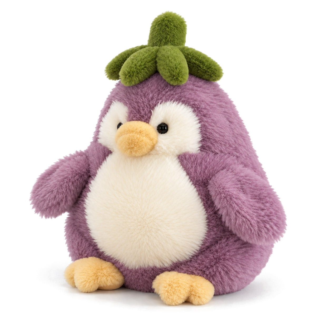 Melvin eggplant penguin plush toy 45 degree view - The Plushables